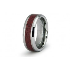 Tungsten Carbide Ring w/ Cherry Wood Inlay 8mm